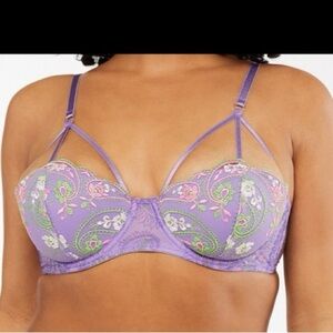 Savage Fenty Floral Paisley Lace Cage Bra in Purple